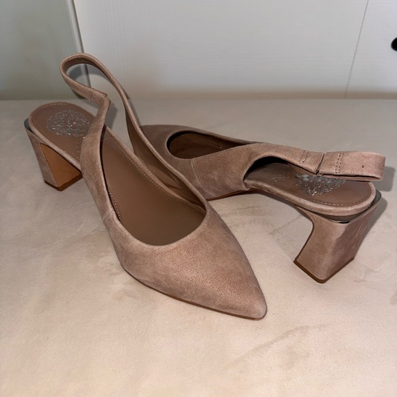 Vince Camuto Nude Suede Slingback Heels - Picture 4 of 4